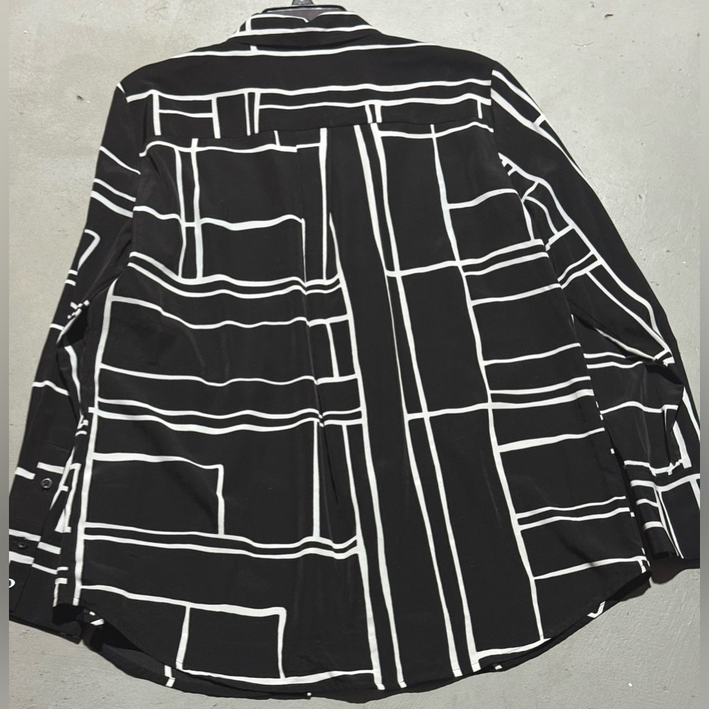 Nine West Black and White Geometric Button Down Shirt - Picture 3 of 5